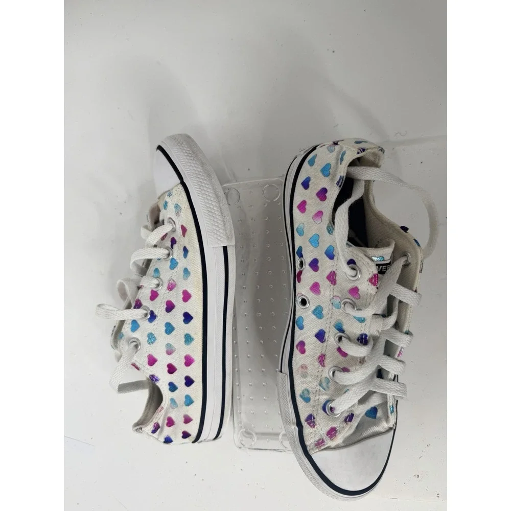 Converse All Star Youth Sz 3 Chuck Taylor Black Multicolor Hearts High Top Shoes